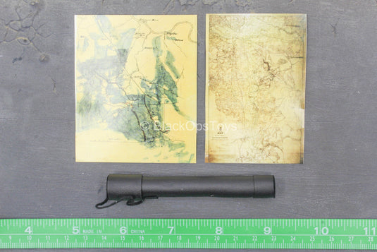 General Ulysses S. Grant - Black Leather Like Map Tube w/Map Set