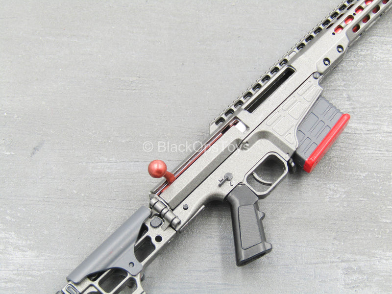 Load image into Gallery viewer, RIFLE - Grey &amp; Red MRAD Sniper Rifle w/Folding Stock
