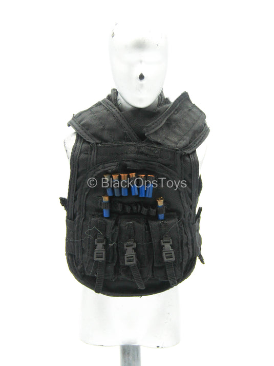 Black Combat Vest w/Blue Shotgun Shells (x8)
