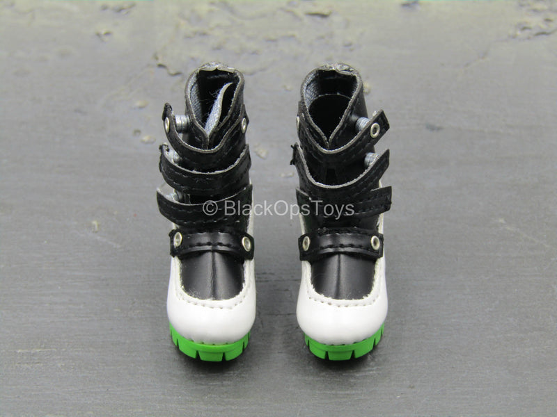 Load image into Gallery viewer, Black, White &amp; Green Female High Heeled Boots (Peg Type)
