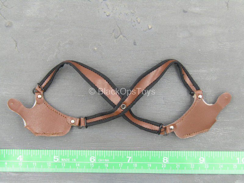 Load image into Gallery viewer, Brown Leather Like Double Pistol Shoulder Holster
