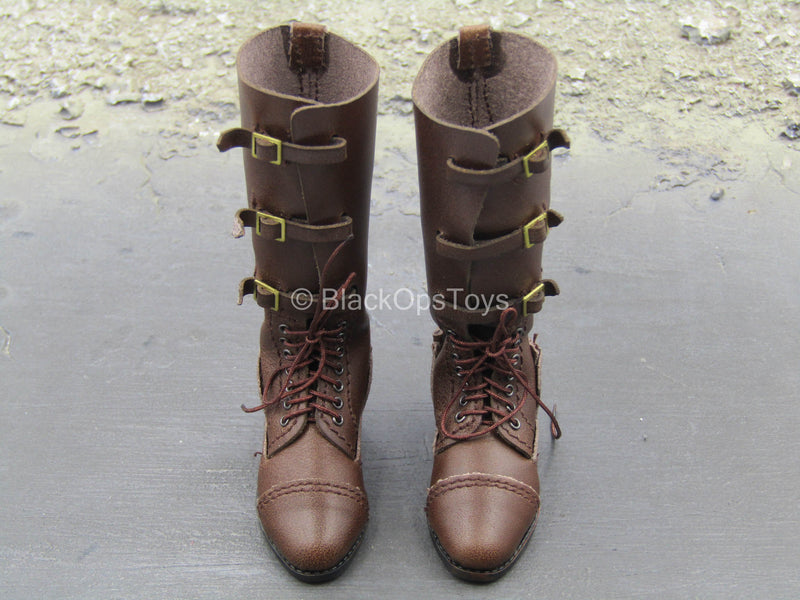 Load image into Gallery viewer, WWI - British Colonel Mackenzie - Brown Leather Boots (Foot Type)
