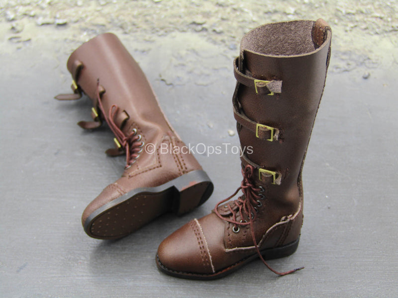 Load image into Gallery viewer, WWI - British Colonel Mackenzie - Brown Leather Boots (Foot Type)
