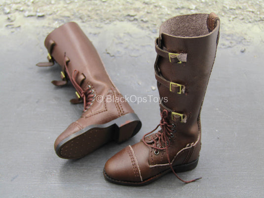 WWI - British Colonel Mackenzie - Brown Leather Boots (Foot Type)