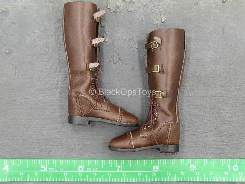 Load image into Gallery viewer, WWI - British Colonel Mackenzie - Brown Leather Boots (Foot Type)
