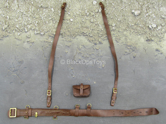 WWI - British Colonel Mackenzie - Brown Leather Belt & Suspenders