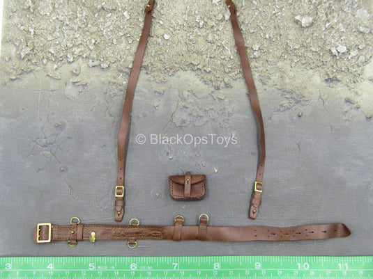 WWI - British Colonel Mackenzie - Brown Leather Belt & Suspenders
