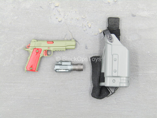 ZERT - Sniper Team - Green & Red 1911 Pistol w/Drop Leg Holster