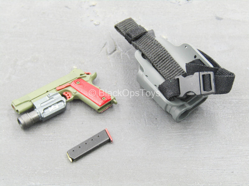 Load image into Gallery viewer, ZERT - Sniper Team - Green &amp; Red 1911 Pistol w/Drop Leg Holster
