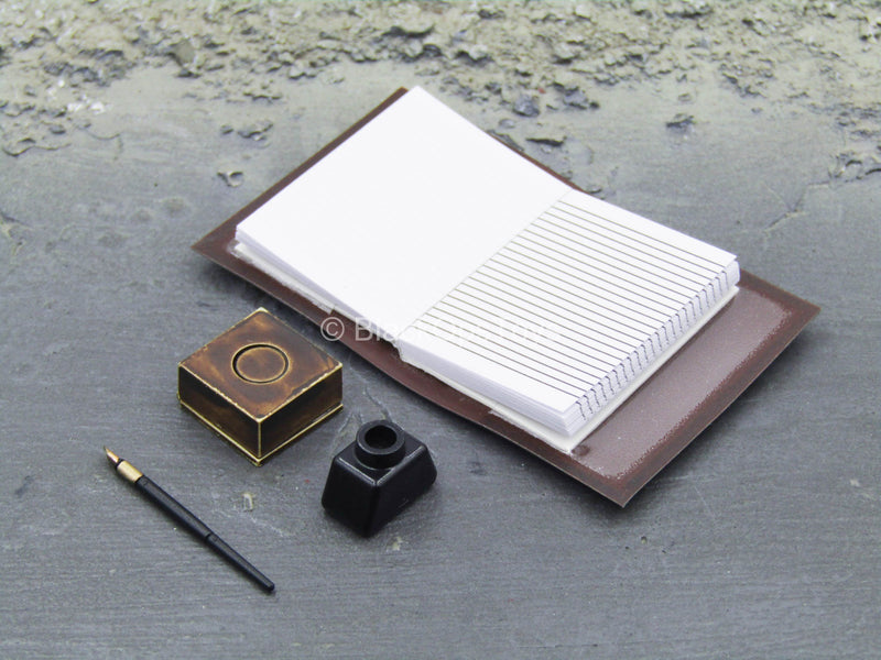 Load image into Gallery viewer, WWI - War Desk - Notebook w/Paper, Pen, Compass &amp; Inkwell
