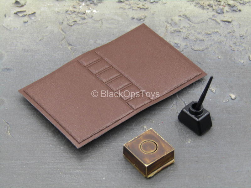 Load image into Gallery viewer, WWI - War Desk - Notebook w/Paper, Pen, Compass &amp; Inkwell
