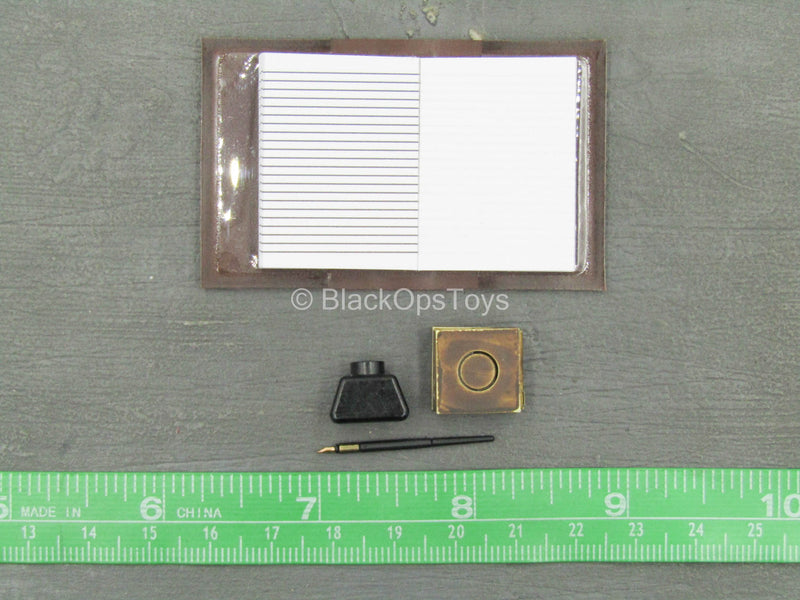 Load image into Gallery viewer, WWI - War Desk - Notebook w/Paper, Pen, Compass &amp; Inkwell
