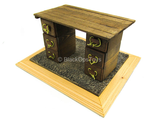 WWI - War Desk - Wooden Desk w/Drawers & Diorama Stand