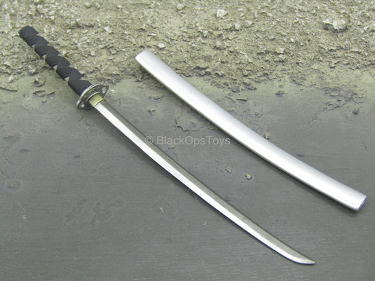 White Ninja - Metal Katana Sword w/Silver Sheath