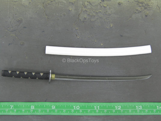 White Ninja - Metal Katana Sword w/White Sheath