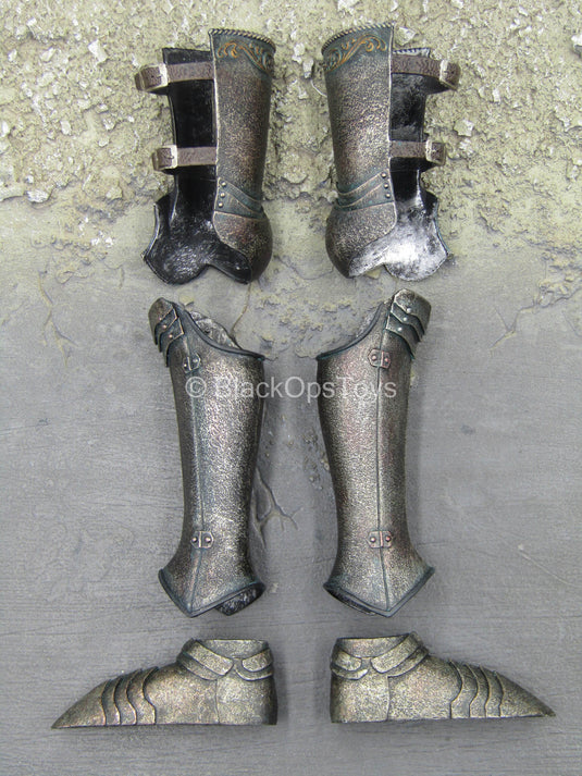 Saintless Knight Black Ver - Female Armored Boots w/Greaves (Peg Type)