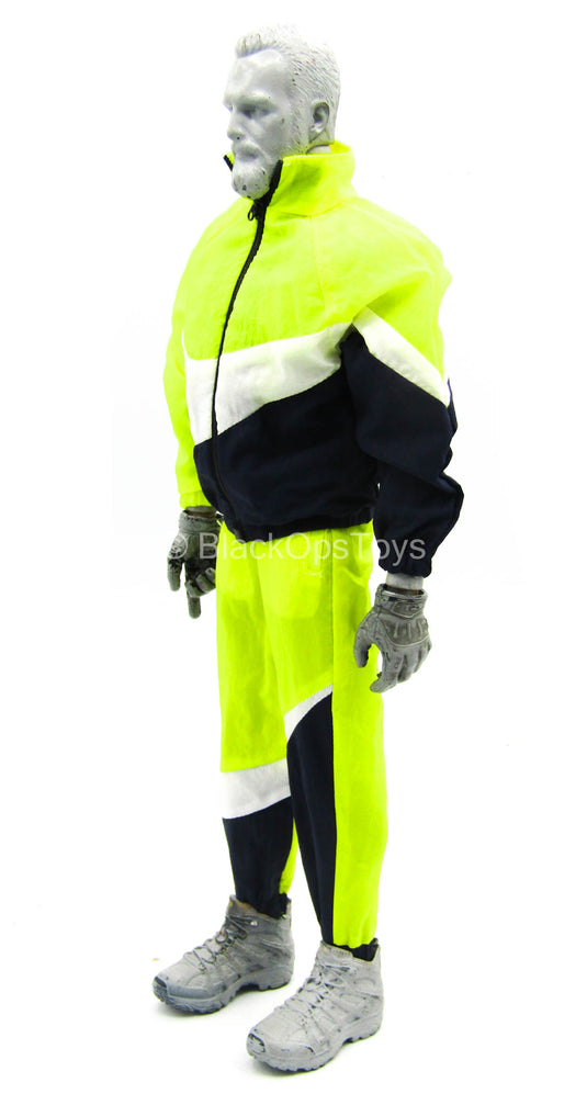 Big Swoosh Fashion Sports Set - Black, Yellow, & White Jacket & Pants
