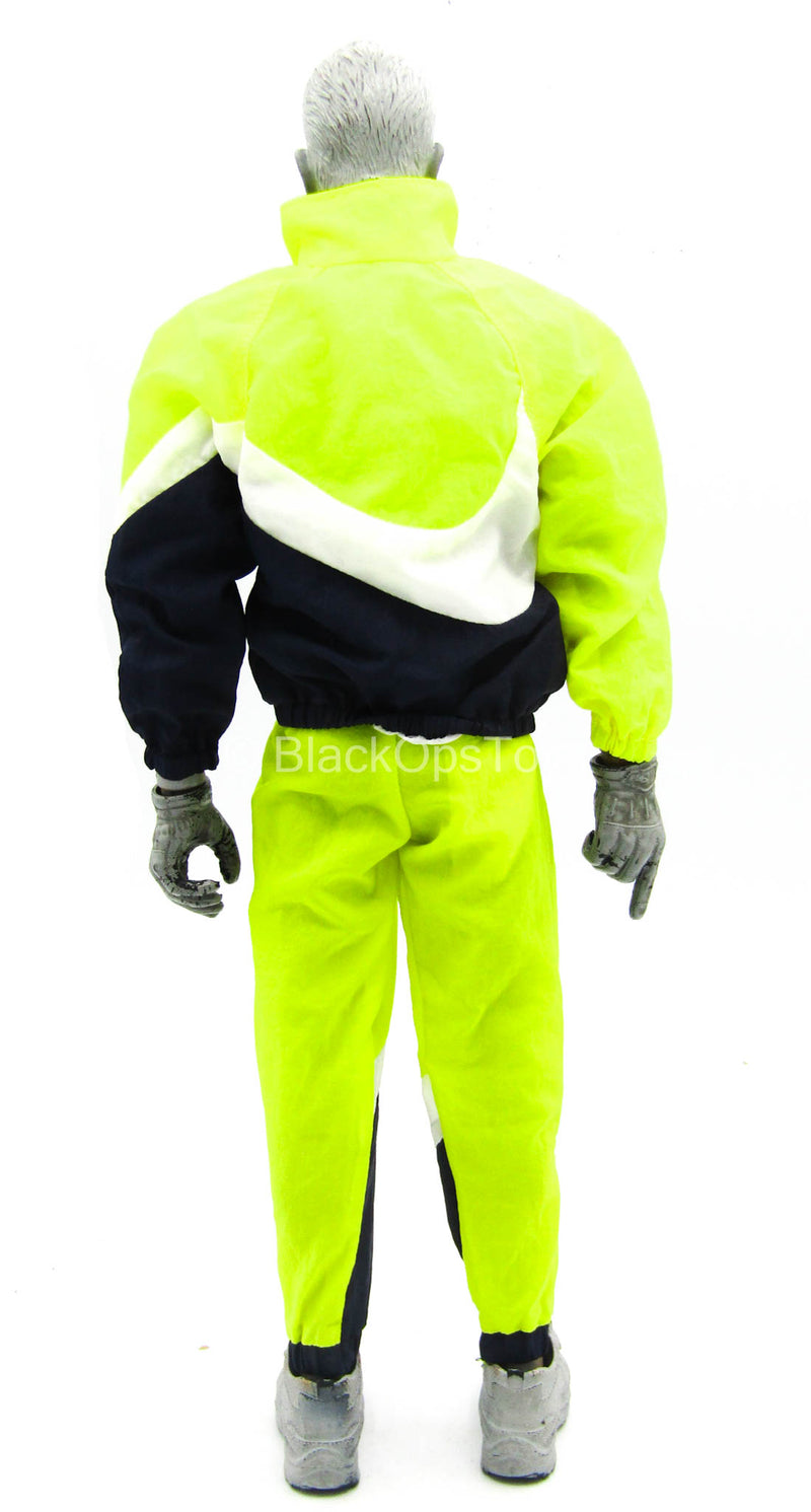 Load image into Gallery viewer, Big Swoosh Fashion Sports Set - Black, Yellow, &amp; White Jacket &amp; Pants
