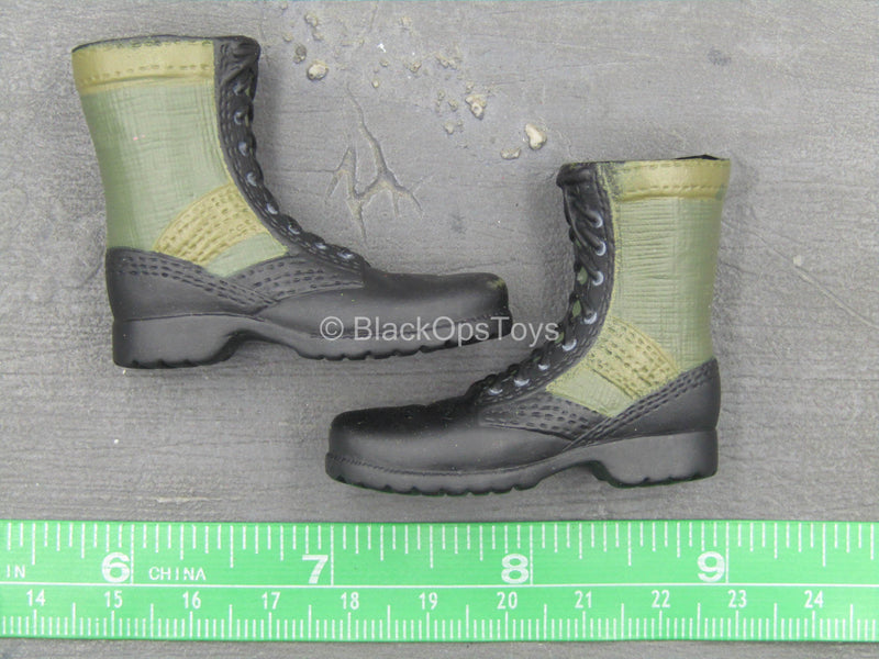 Load image into Gallery viewer, Vietnam War - Black &amp; Green Boots (Foot Type)
