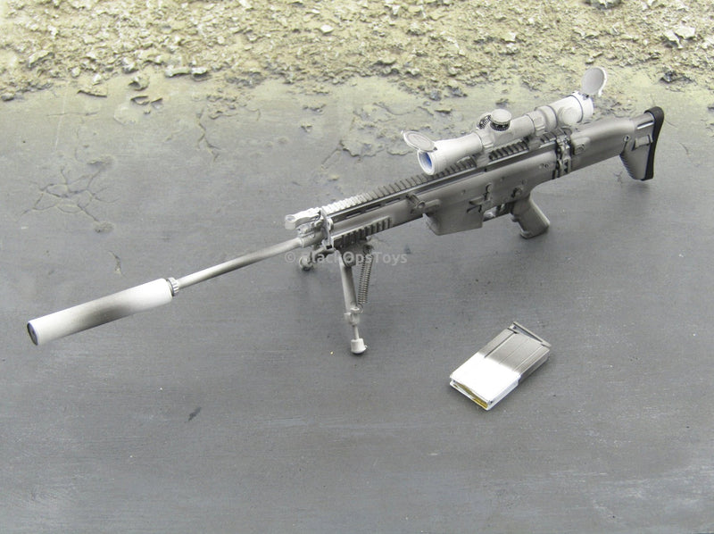 Camouflaged Sniper Rifle with Scope Stock Image - Image of