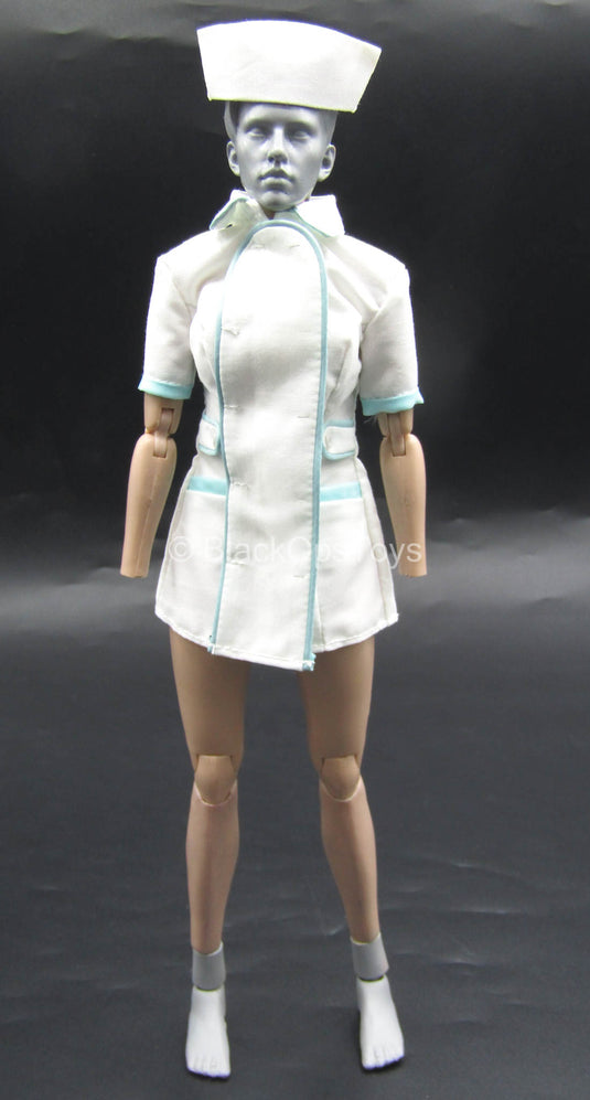 Nurse B - White & Blue Nurse Uniform Set