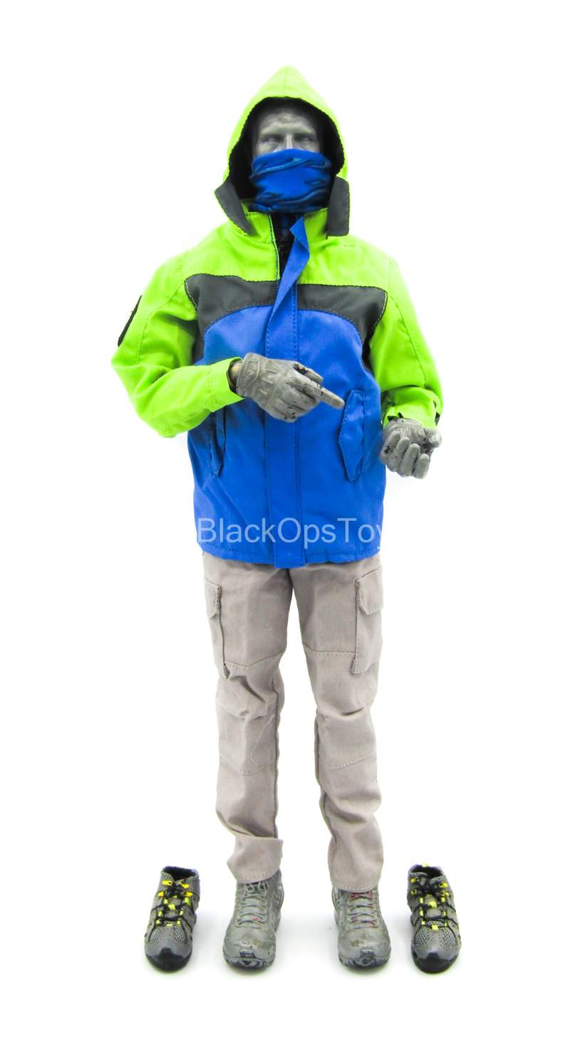 Load image into Gallery viewer, Neon Green &amp; Blue Jacket w/Force 10 Pants, Blue Neck Toque &amp; Shoes
