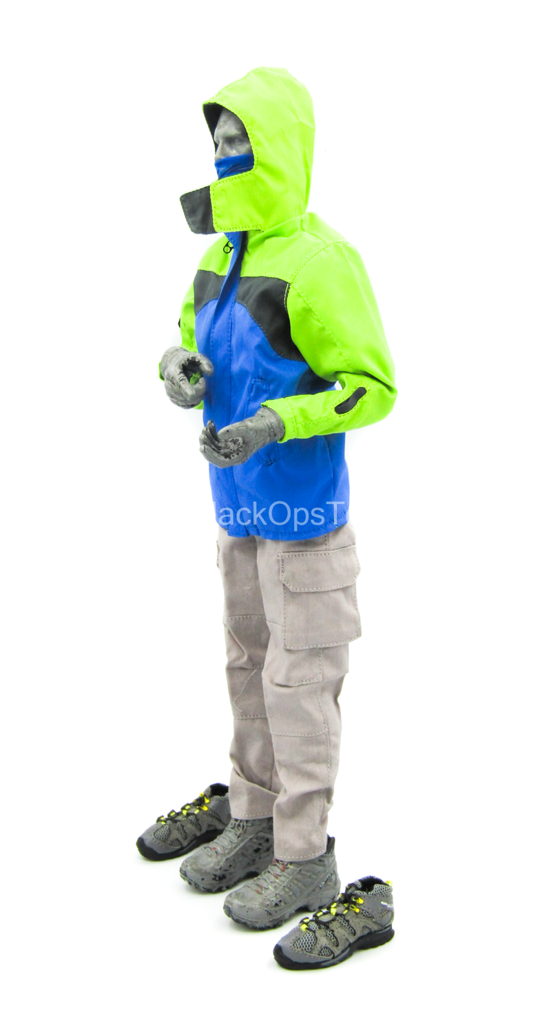 Load image into Gallery viewer, Neon Green &amp; Blue Jacket w/Force 10 Pants, Blue Neck Toque &amp; Shoes
