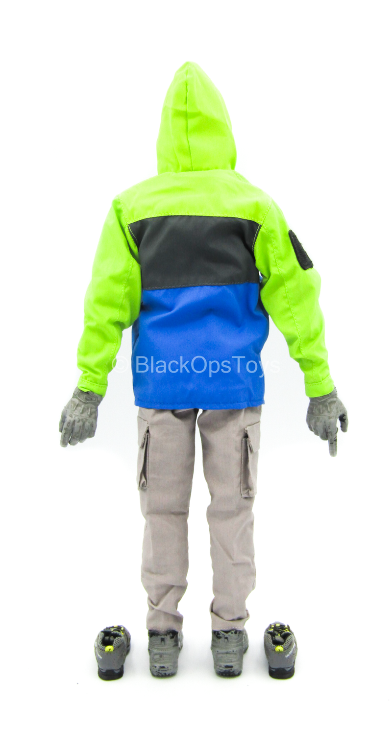 Load image into Gallery viewer, Neon Green &amp; Blue Jacket w/Force 10 Pants, Blue Neck Toque &amp; Shoes
