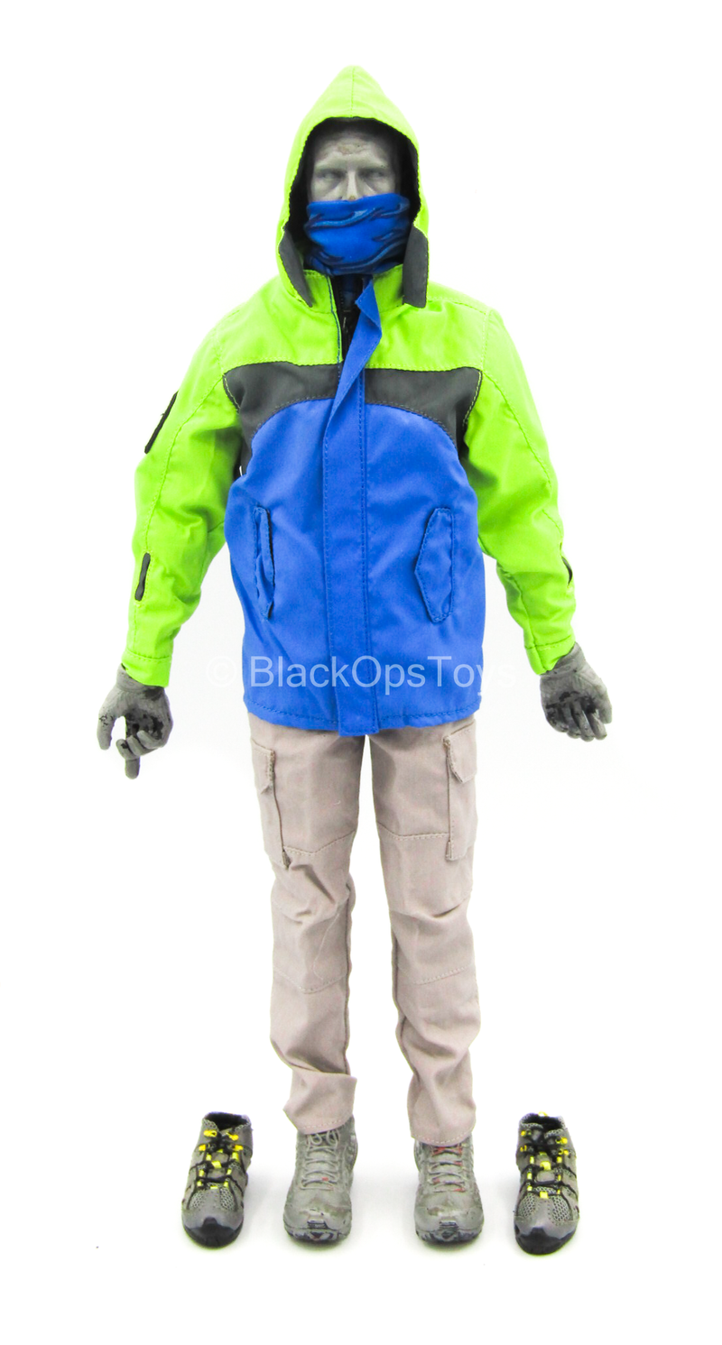 Load image into Gallery viewer, Neon Green &amp; Blue Jacket w/Force 10 Pants, Blue Neck Toque &amp; Shoes
