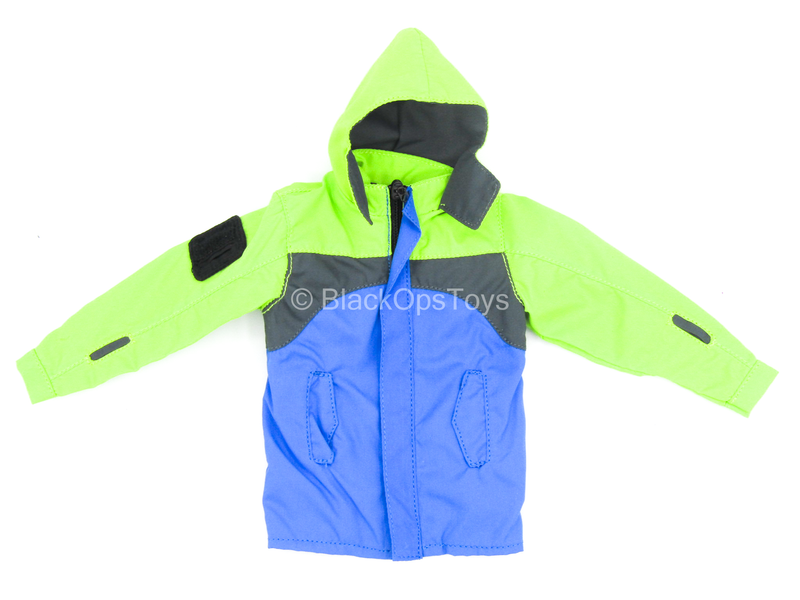 Load image into Gallery viewer, Neon Green &amp; Blue Jacket w/Force 10 Pants, Blue Neck Toque &amp; Shoes
