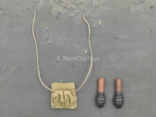 Vietnam - Viet Cong Female Soldier - Metal Grenades w/Satchel