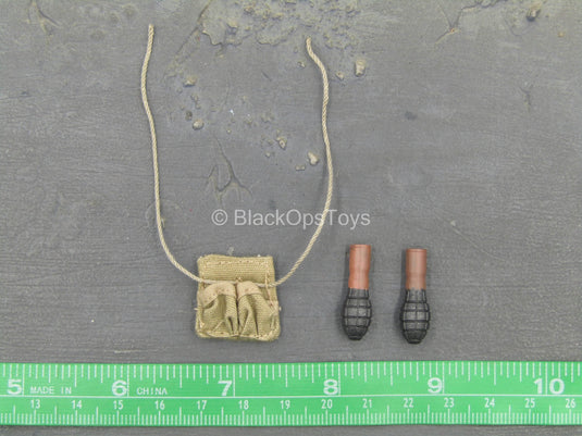 Vietnam - Viet Cong Female Soldier - Metal Grenades w/Satchel