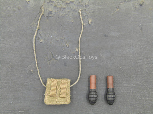 Vietnam - Viet Cong Female Soldier - Metal Grenades w/Satchel