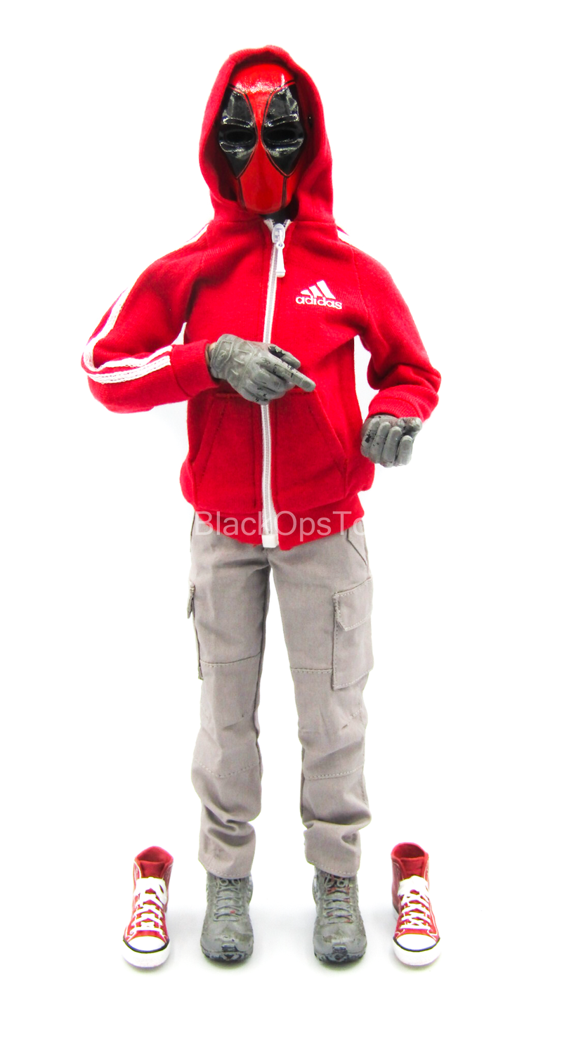 Load image into Gallery viewer, Red Hooded Jacket w/Force 10 Pants w/Converse Shoes &amp; Mask
