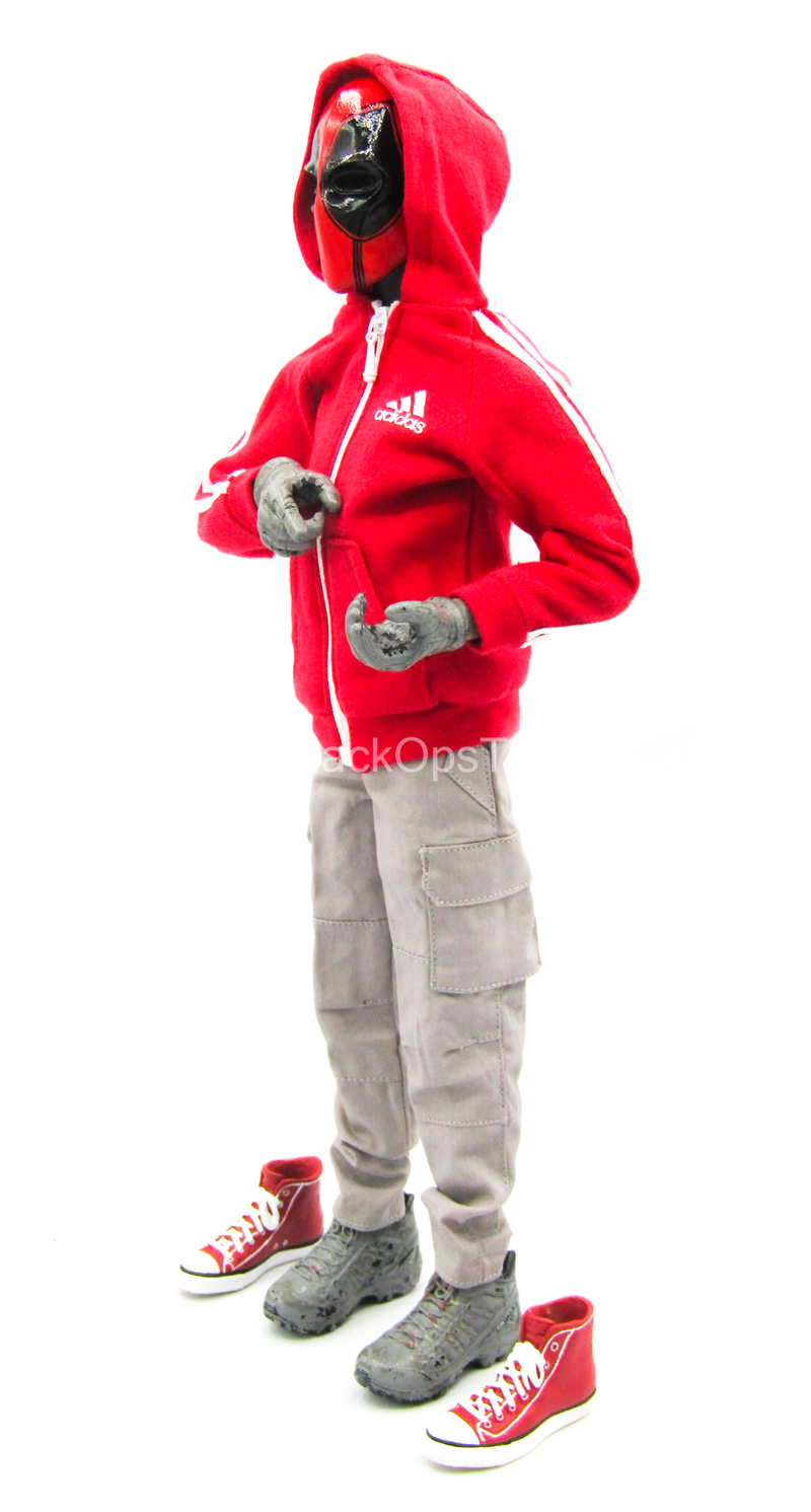 Load image into Gallery viewer, Red Hooded Jacket w/Force 10 Pants w/Converse Shoes &amp; Mask
