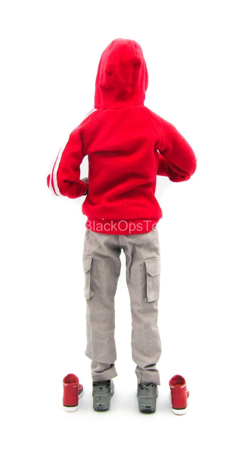 Load image into Gallery viewer, Red Hooded Jacket w/Force 10 Pants w/Converse Shoes &amp; Mask
