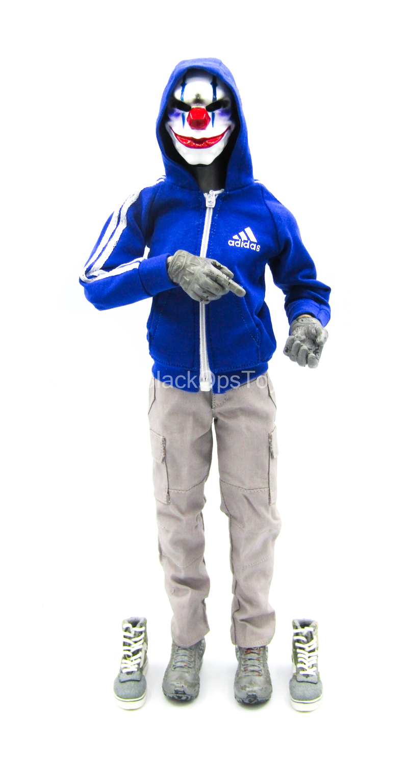 Load image into Gallery viewer, Blue Hooded Jacket w/Force 10 Pants w/SK8 Shoes &amp; Clown Mask
