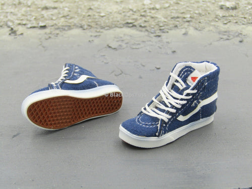 Vans Old Skool Hi-Top Blue SK8 Shoes Mint In Box