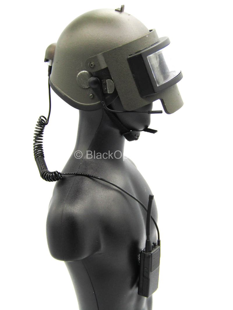 Load image into Gallery viewer, Russian Moscow TsSN FSB - Green Helmet w/Visor &amp; Radio

