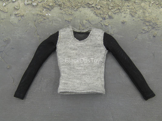 Polaris - Grey Female Tank Top w/Black Fishnet Long Sleeve Shirt