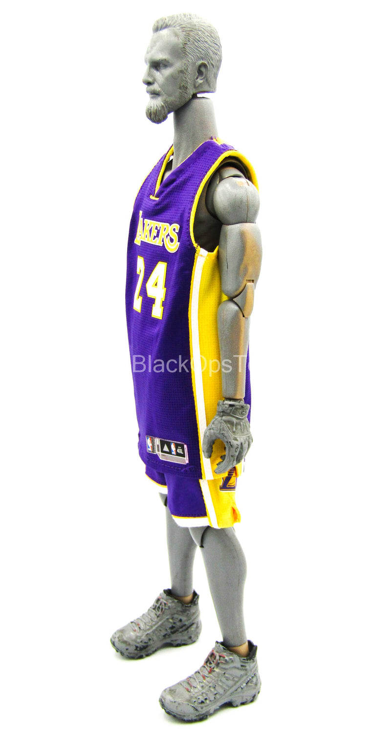 Kobe Bryant #24 Lakers NBA Adidas Stitched Jersey Purple/Yellow size 54