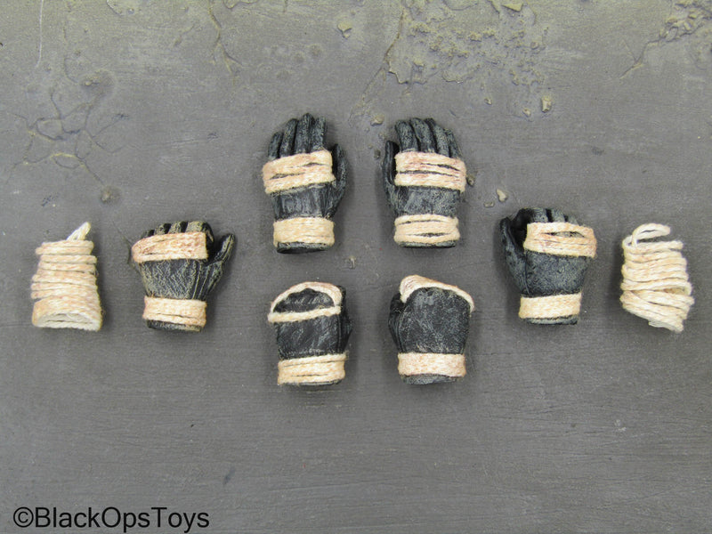 Load image into Gallery viewer, Dark Warrior - Bloody Black Gloved Hand Set w/Rope Wraps
