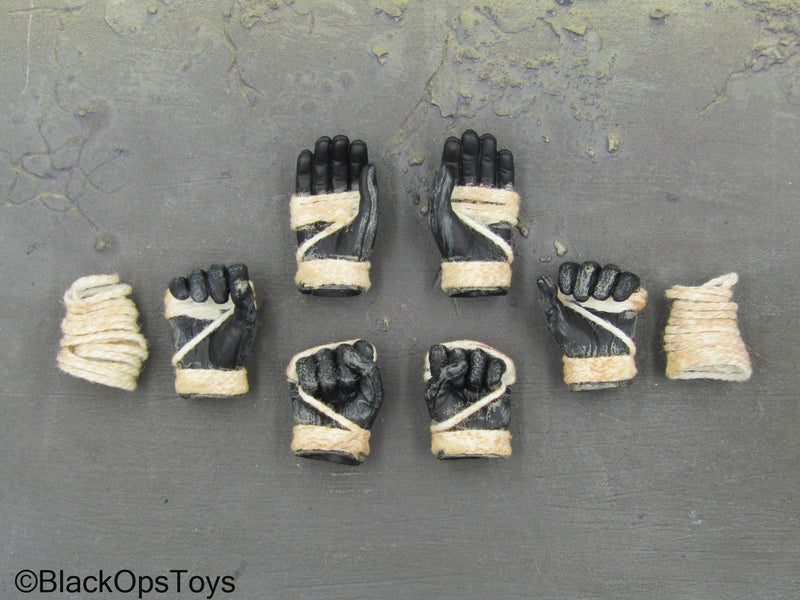 Load image into Gallery viewer, Dark Warrior - Bloody Black Gloved Hand Set w/Rope Wraps
