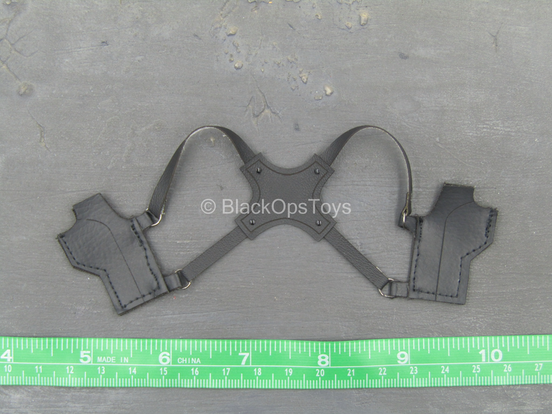 Load image into Gallery viewer, Black Leather Like Dual Shoulder Pistol Holster - MINT IN PACKAGE

