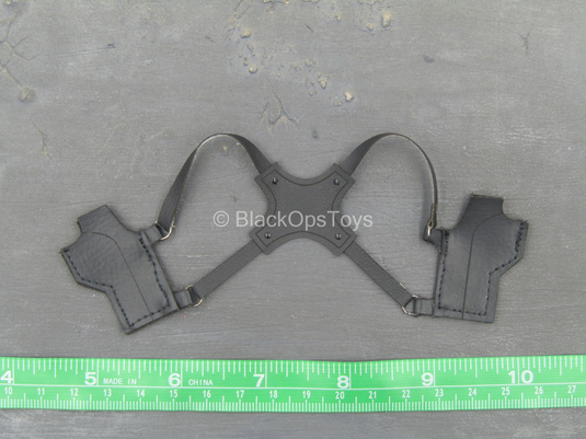Black Leather Like Dual Shoulder Pistol Holster - MINT IN PACKAGE