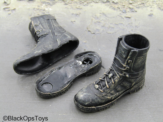 Dark Warrior - Black Weathered Boots (Foot Type READ DESC)