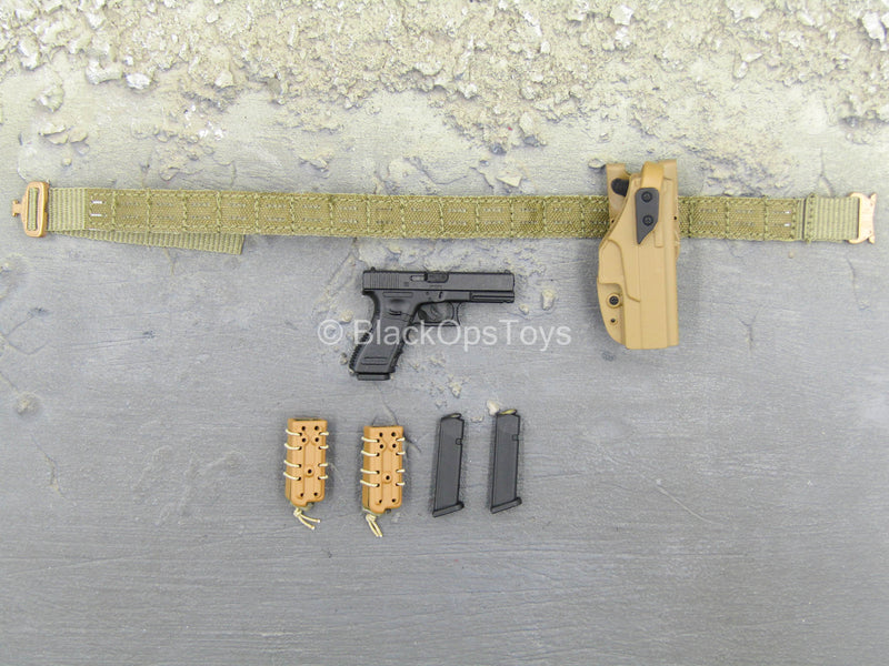 Load image into Gallery viewer, S.A.D. Low Profile - Black Pistol w/FDE Tan Holster Set
