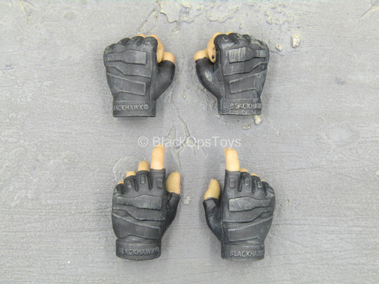 Wolf Warrior - Male Black Fingerless Gloved Hand Set