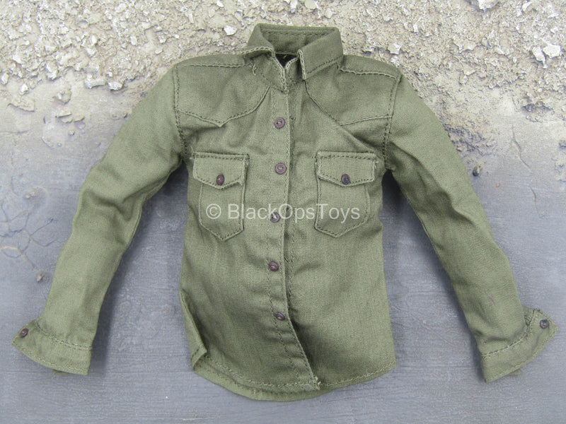 Load image into Gallery viewer, Wolf Warrior - Green Button Up Shirt

