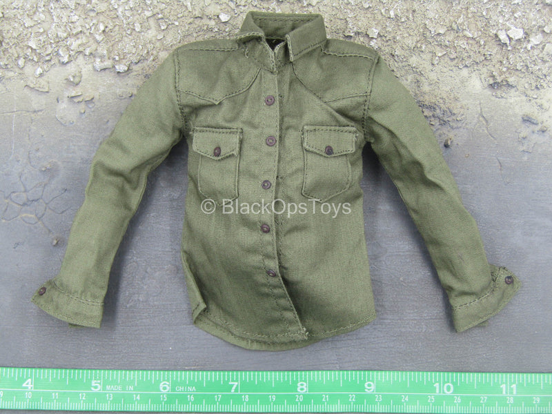Load image into Gallery viewer, Wolf Warrior - Green Button Up Shirt
